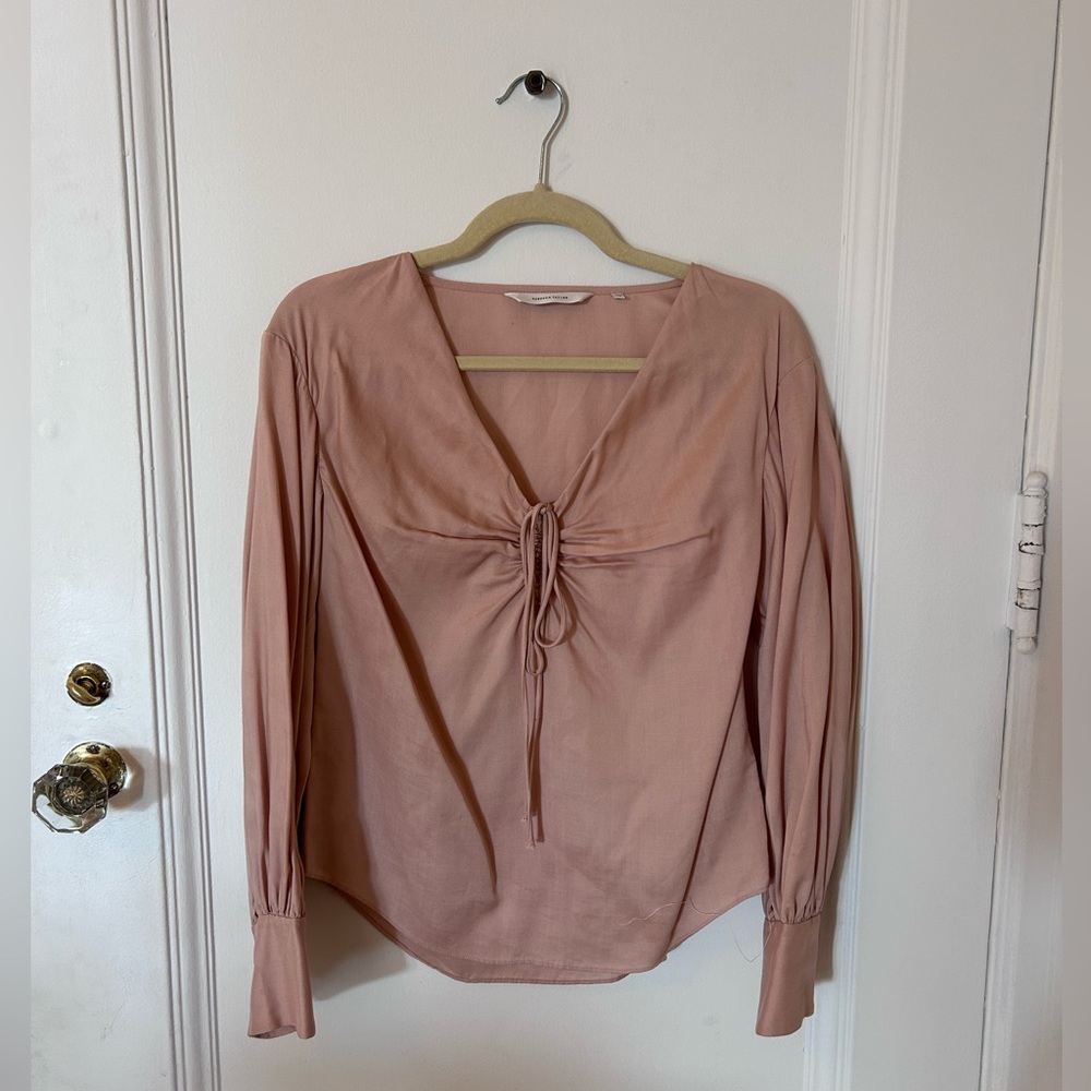 Rebecca Taylor Pink Tie Front Relaxed Blouse